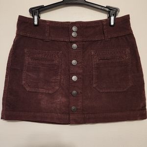 We The Free Brown Corduroy Button Front Mini Skirt